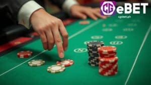 a hands puting betting all the chips in baccarat table
